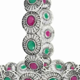 ZULKA Set of 2 Alloy Oxidized Metal with Ruby Glossy Finished Kada image 2