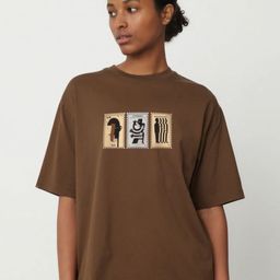 MISCHIEF MONKEY Women Typography Printed Drop-Shoulder Sleeves Applique T-shirt-picture-47