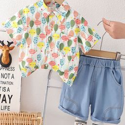 INCLUD Boys Printed Short Sleeves Shirt With Shorts-picture-1
