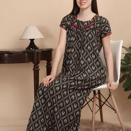 Sweet Dreams Women Printed Pure Cotton Maxi Nightdress-picture-2