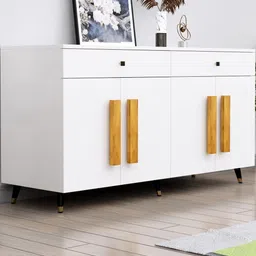HEXA RED White Engineered Wood Storage Cabinet-11