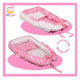 SafeChamp ShineStar Baby Nest Bed with Baby Pillow Luxury Baby Mattress Bed Reversible - Pink-picture-11