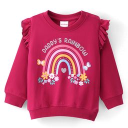 Babyhug 100% Cotton Knit Full Sleeves Sweatshirt With Rainbow Graphics - Red-image-60