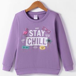Tango Fleece Knit Full Sleeves Sweatshirt with Text Print - Lilac-picture-19