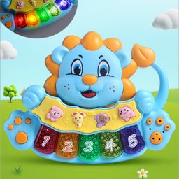 Babyhug Premium Musical Lion Piano Toy With Flashing Light Sound Effects of Animal - Sky Blue-34