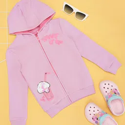 Pantaloons Junior Cotton Full Sleeves Sequin Embellished Typography Printed Hooded Sweatshirt - Lilac-picture-45