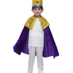 Kaku Fancy Dresses Christmas Theme Full Cape Sleeves King Costume Set - Purple-image-37