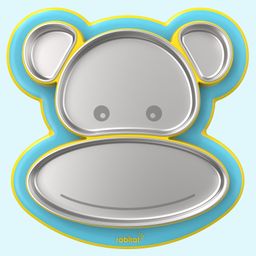 Rabitat Pogo Playte Anti Skid Stainless Steel Divided Plate - Green-14