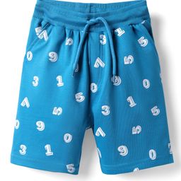 Taeko Single Jersey Knit Knee Length Shorts With Number Print - Blue-image-35