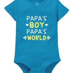 Zeezeezoo 100% Cotton Fathers Day Theme Half Sleeves Papas Boy Papas World Text Printed Romper - Blue-image-41