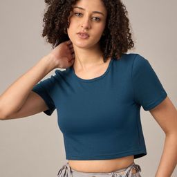 Mayra Women Solid Round Neck Cotton T-shirt-image-29