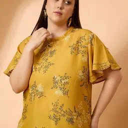 all about you Women Floral Print Puff Sleeve Top Plus-Size-90
