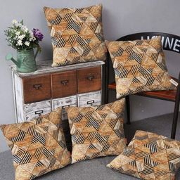 Blue Grass Mustard & Grey Set Of 5 Floral Velvet Square Cushion Covers-image-6