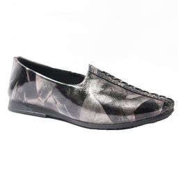 Tiny Bugs Abstact Designed Glossy Finished Ethnic Mojaris - Black image 3