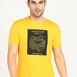 Provogue Men Typography Printed Applique T-shirt-image-32