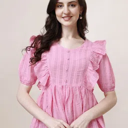 Fashion2wear Striped Puff Sleeve Georgette Top-image-79