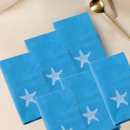Glimpse Homes Set Of 6 Blue Embroidered Table Napkins-43
