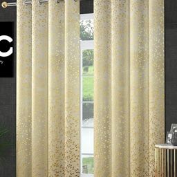 Aura Floral Foil Printed Velvet Room Darkening Door Curtains-image-17