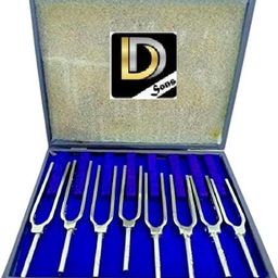 Tuning Fork Steel set of 8 with Rubber Pad having different frequency (256C,288D,320E,341F,384G,426A,480B,512C)| to do Scientific experiments for school college laboratory students image 1