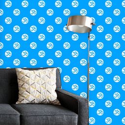 ArtzFolio Printed UV-Resistant Anti-Bacterial Blue Hindu Symbol Aum Peel & Stick Wallpaper-image-70