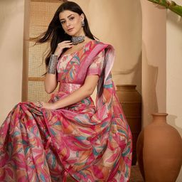 SHADOW & SAINING Floral Digital Printed Zari Saree with Belt-image-52