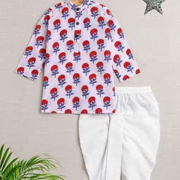 The Magic Wand Boys Floral Printed Mandarin Collar Pure Cotton Kurta with Dhoti Pants-image-33