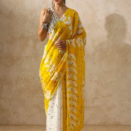 Moara Floral Pure Cotton Fusion Saree-picture-26
