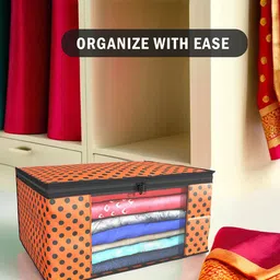 Kuber Industries Orange & Black 4 Pieces Printed Foldable Multi Utility Organisers image 3