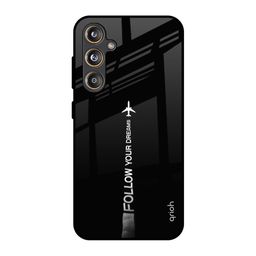 QRIOH Follow Your Dreams Printed Lightweight Silicone Samsung Galaxy M55s Glass Back Case-image-96