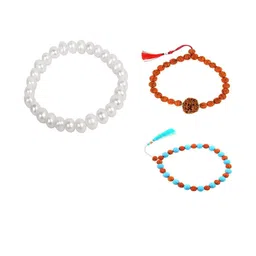 Divine souvenirs Unisex Set Of 3 Artificial Beaded Elasticated Bracelets-12