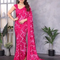 Nirmohi Fashion Leheriya Beads and Stones Saree-image-94
