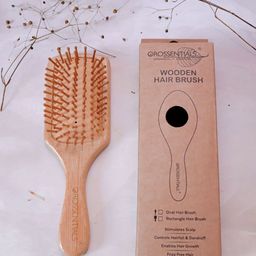 OROSSENTIALS Rectangle Shape Wooden Bristle Paddle Hair Brush-21