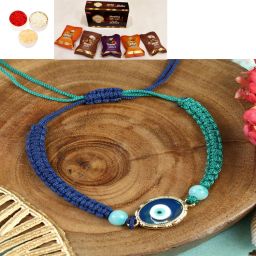 Designer PRK25-008-Macrame Evil Eye Bracelet Premium Rakhi with bites box Mauli Thread Rakhi Set-image-20
