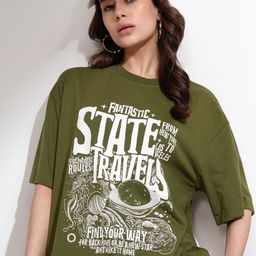 Street By Tokyo Talkies Women Typography Printed Round Neck Cotton Oversized T-shirt-image-37