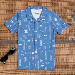 The Lion and The Fish Boys Comfort Opaque Printed Casual Shirt-picture-45