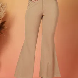 plusS Women Regular Fit Mid-Rise Bootcut Trousers-image-103