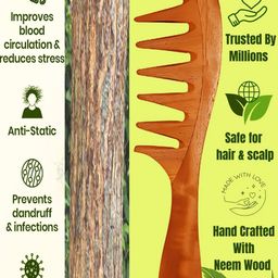 RUFIYS Set Of 4 Neem Wide Tooth Comb For Hair Growth & Dandruff image 5