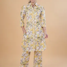 BAESD Women Floral Printed Panelled Pure Cotton Kurta with Trousers-picture-15