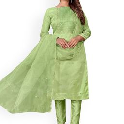 SAINOOR Embroidered Organza Unstitched Dress Material-image-100