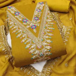 Mitera Embroidered Art Silk Unstitched Dress Material-image-77