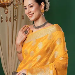 DIVASTRI Ethnic Motifs Zari Pure Silk Banarasi Saree-picture-43