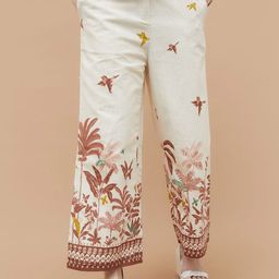 Colour Me by Melange Women Mid-Rise Cotton Printed Wide Leg Cropped Trousers-image-59