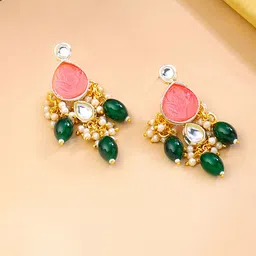 Yellow Chimes Gold-Plated Artificial Stones Contemporary Studs Earrings-49