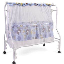 Babyhug Cozy Nest Cradle With Mosquito Net - Blue-26