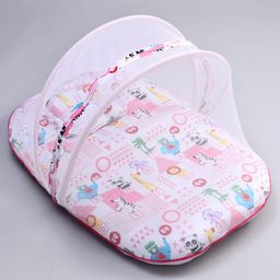 Fisher Price Mattress With Mosquito Net & Pillow Animals Print - Pink-23