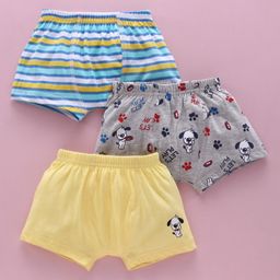 Babyoye Cotton Blend Trunks Striped & Animal Print Pack of 3 - Yellow Grey-image-103