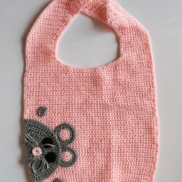 Woonie Handmade Mouse Design Bib - Light Pink-image-63