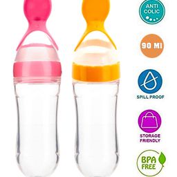 The Little Lookers Squeezy Silicone Food Feeder Pack of 2 Yellow Pink - 90 ml each-12