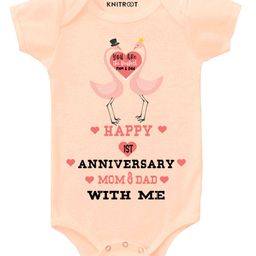 KNITROOT Short Sleeves First Anniversary Printed Onesie - Peach-picture-48