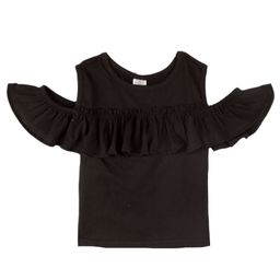 Aww Hunnie Half Sleeves Cold Shoulder Solid Color Top - Black-picture-13